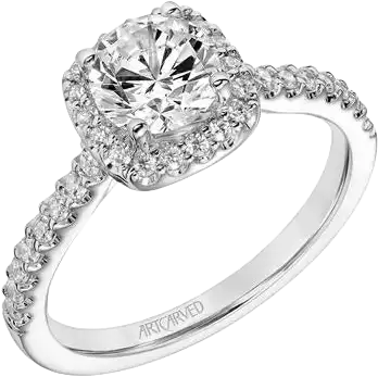 Lab Grown Diamond ArtCarved White 14 Karat Gold Engagement Ring Size 6.5
