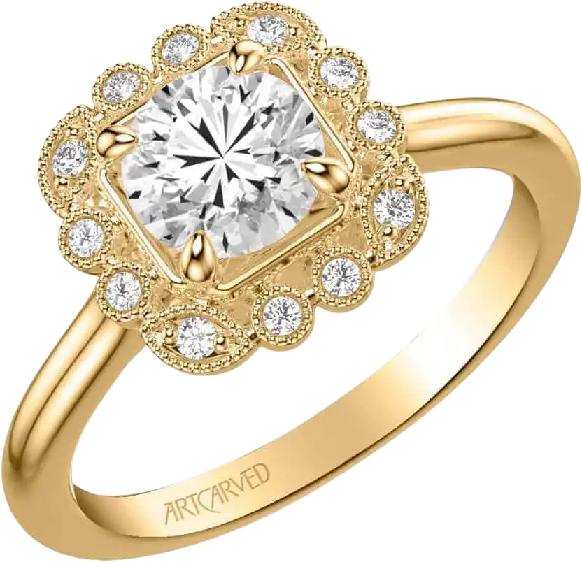 Lab Grown Diamond ArtCarved Yellow 14 Karat Gold Engagement Ring Size 6.5 *